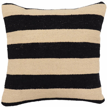 handmade Modern Pillow Beige Black Hand-Woven SQUARE 100% WOOL  Hand woven turkish pillow  2 x 2